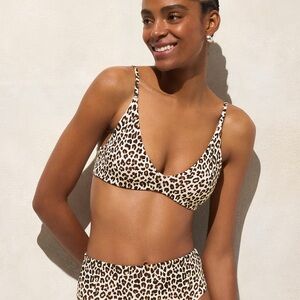 Leopard Print Bikini Top NWT XS